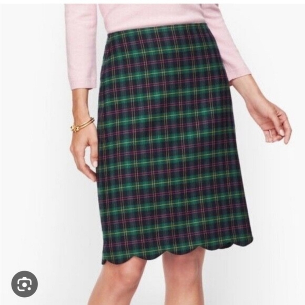Talbots Scalloped Hem Plaid Skirt